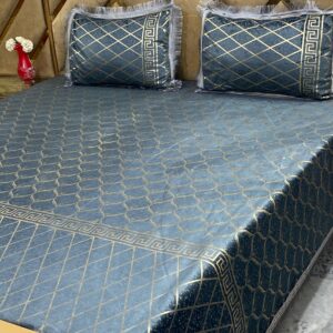 3PC Texture Velvet Bedsheet 😍 – Steel Grey