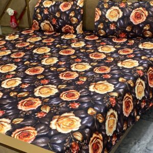 3D Digital Bedsheet Midnight Rose king size set