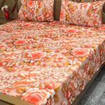 3D Digital Bedsheet Peach Lace king size set