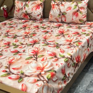3D Digital Bedsheet Pink Magnolia king size set