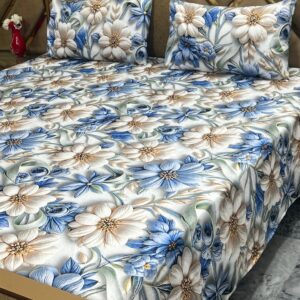 3D Digital Bedsheet Porcelain Blue king size set
