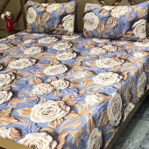 3D Digital Bedsheet Vintage Gold Rose king size set