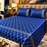 royal blue velvet bedsheet 3 piece king size set