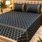 midnight gold velvet bed sheet 3 piece king size set