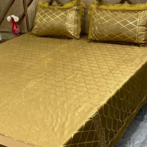 3PC Texture Velvet Bedsheet 😍 – Golden