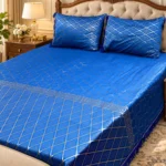 navy blue velvet bedsheet 3 piece king size set