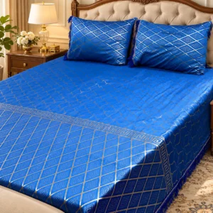 navy blue velvet bedsheet 3 piece king size set