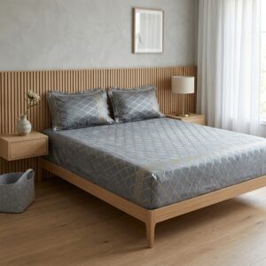 silver grey velvet bedsheet 3 piece king size set